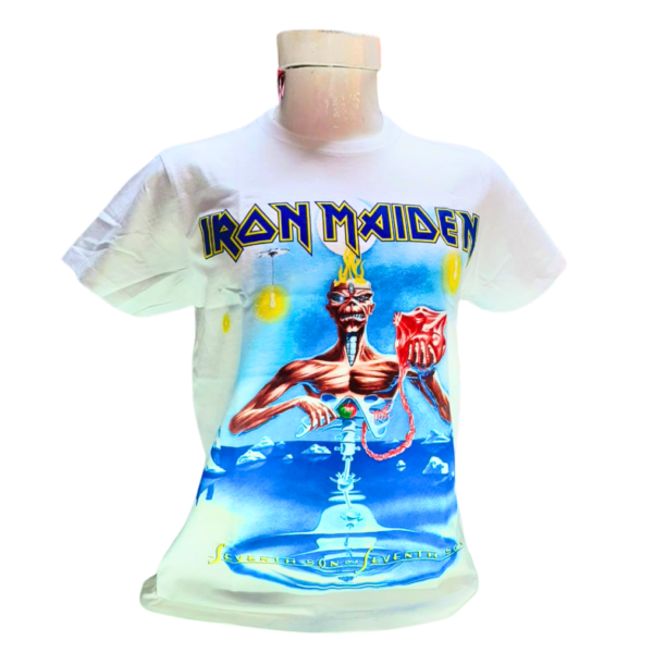 Polera blanca Iron Maiden